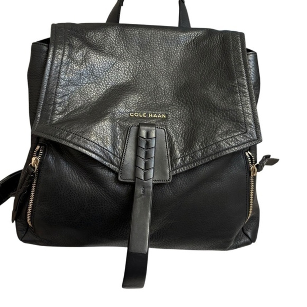 Cole Haan black leather backpack